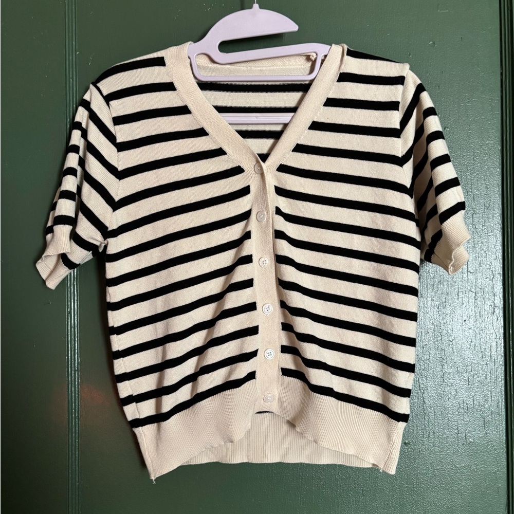 Striped Black and Cream Cardigan